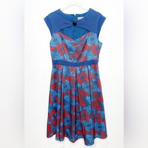 Lindy Bop Lottie 1950’s Style Printed Dress Size Large Rock